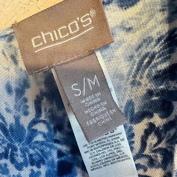 Chicos open front, blue marbled lightweight (viscose )cardigan. Size S/M - Picture 3 of 9